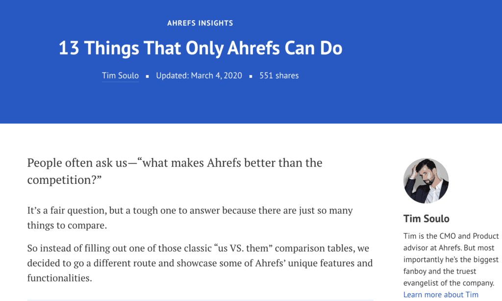 Writing topic - 13 things only Ahrefs can do