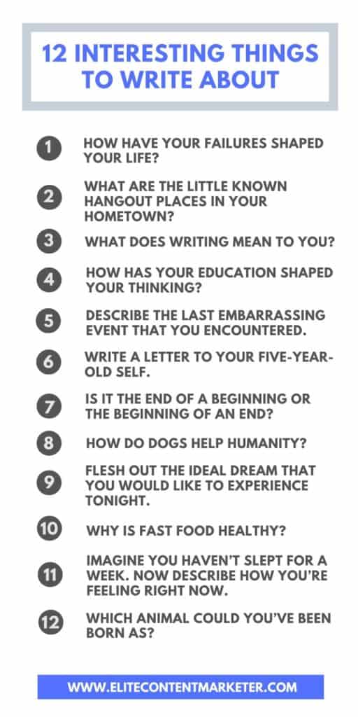 12 interesting things to write about