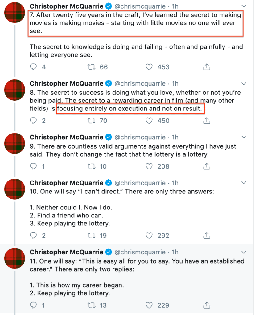 A Twitter thread against trying to break in by Chritopher McQuarrie