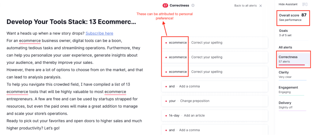 Grammarly word check