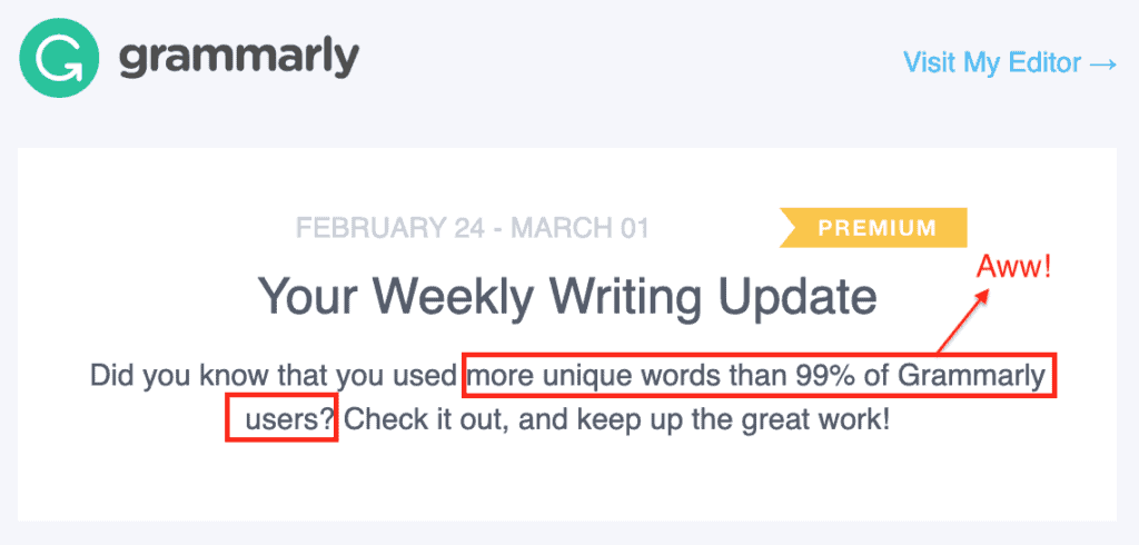 Weekly writing update on Grammarly