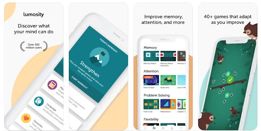 Infographic on the Lumosity App with screenshots