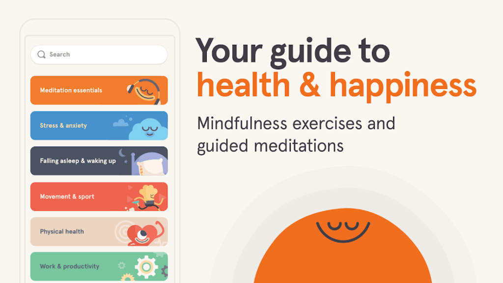 Headspace application for practicing mindfulness and self care