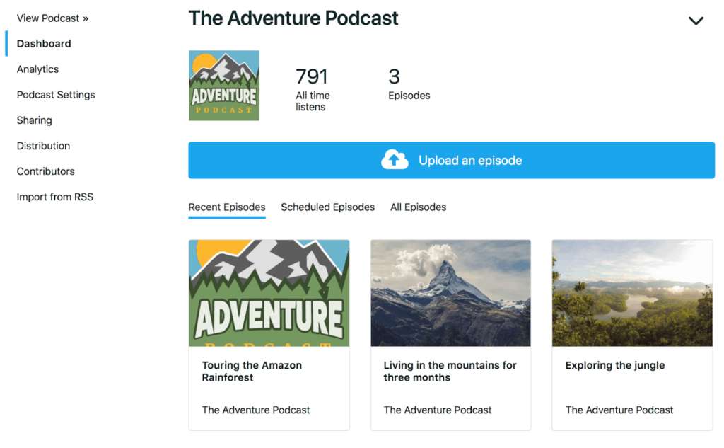 The Adventure Podcast page