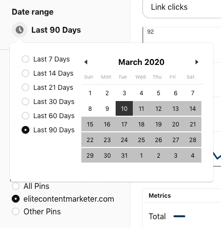 A calendar from where you can choose how far ack you wanna look