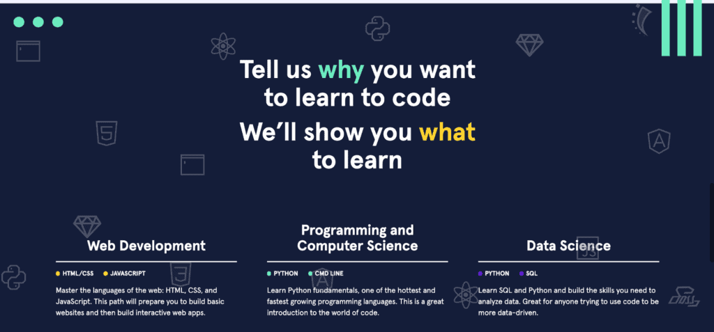 CodeAcademy welcome page