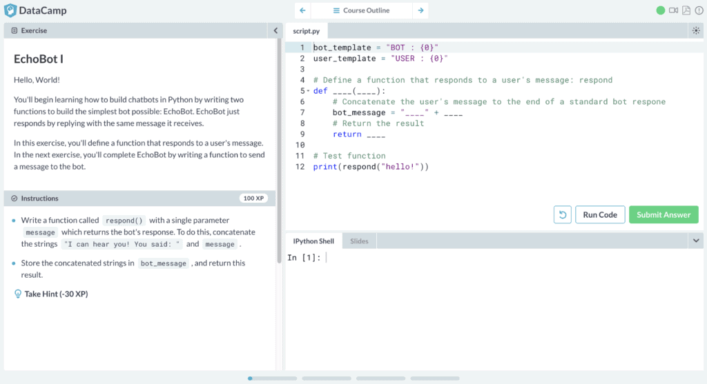 EchoBot 1 creation and coding page