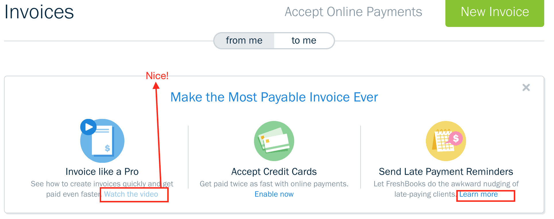 Invoices on Freshbooks