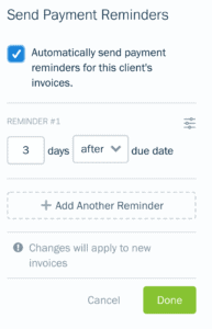 Payment reminder creation