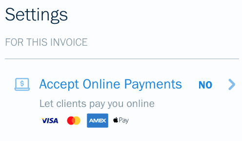 The settings for accepting online payments on freshbooks review