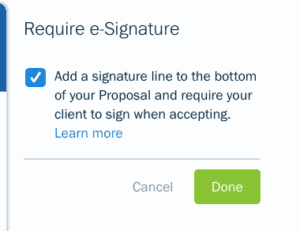 The conditions for the e-signature