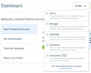 The image lists the various people that you can invite on FreshBooks