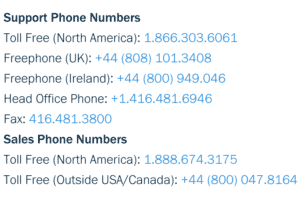 The toll free customer service numbers available on Freshbooks review