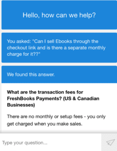 The chatbot on Freshbooks review