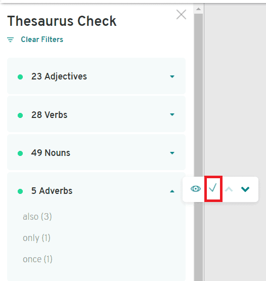 the Thesaurus feature available on ProWritingAid