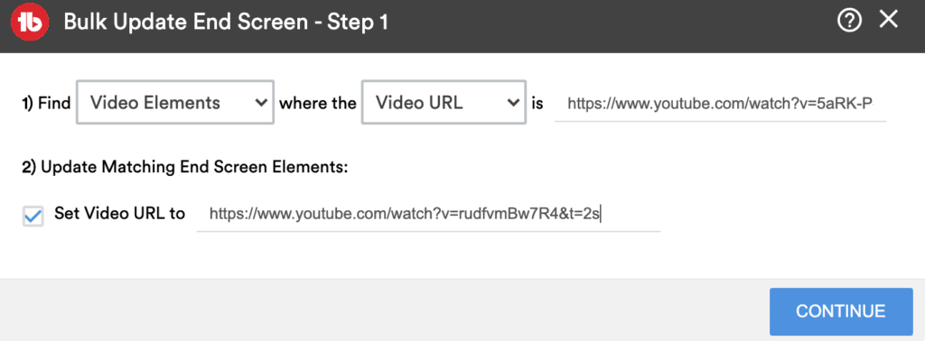 Bulk updating end screen step one tubebuddy review