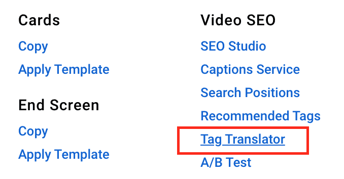 The Tag Translator under Video SEO