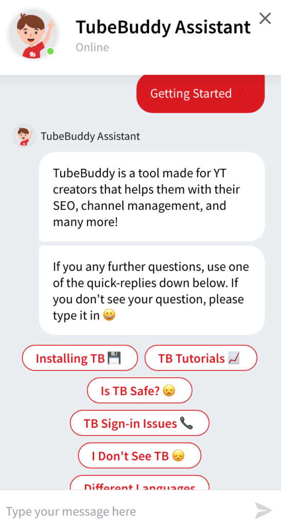 Chatbot tubebuddy review