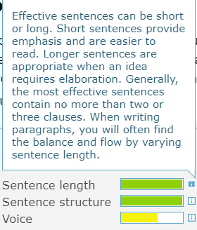 Sentence length, sentence structure and voice