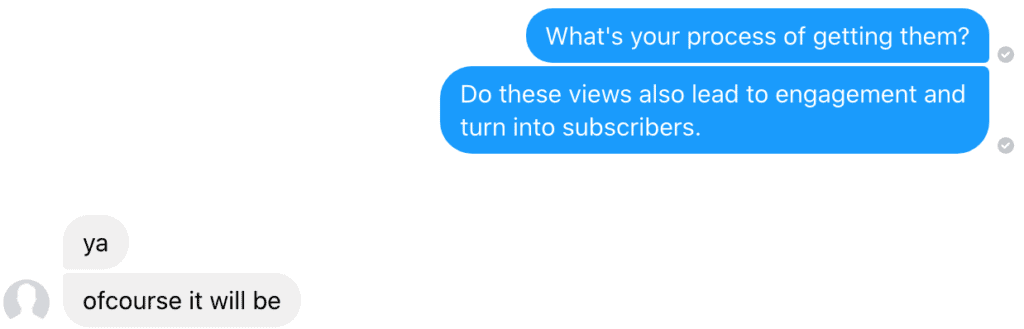 Conversation with a company from whom you can buy YouTube subscribers