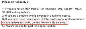 A section of a job description of an Indian startup on LinkedIn.