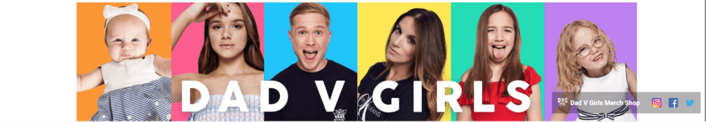 The Dad Versus Girls banner art, which has a portrait picture of each of the channel's participants.