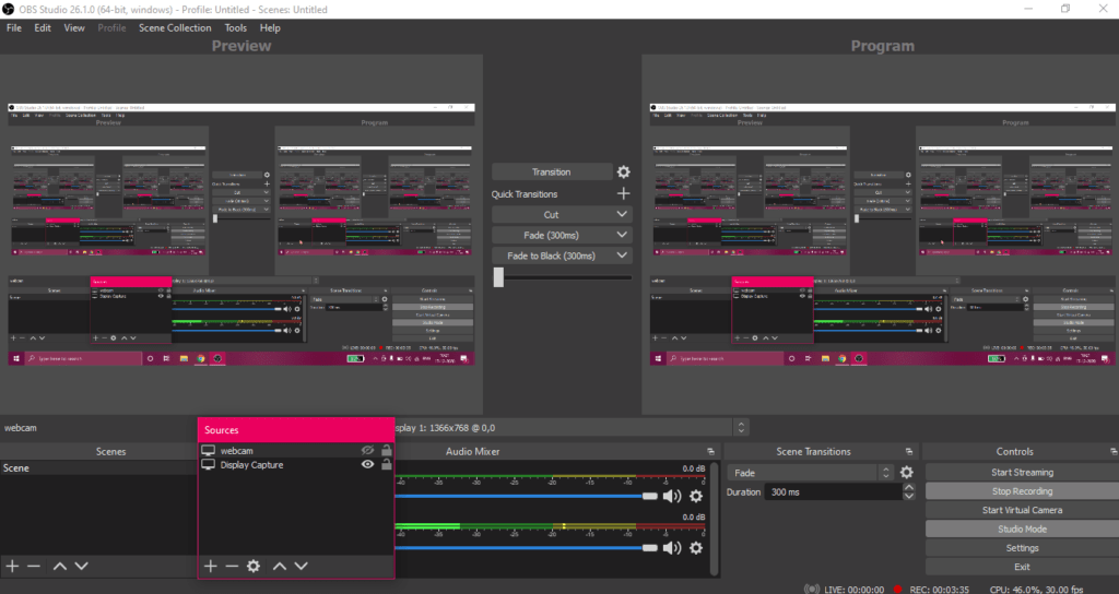 obs studio screen recording