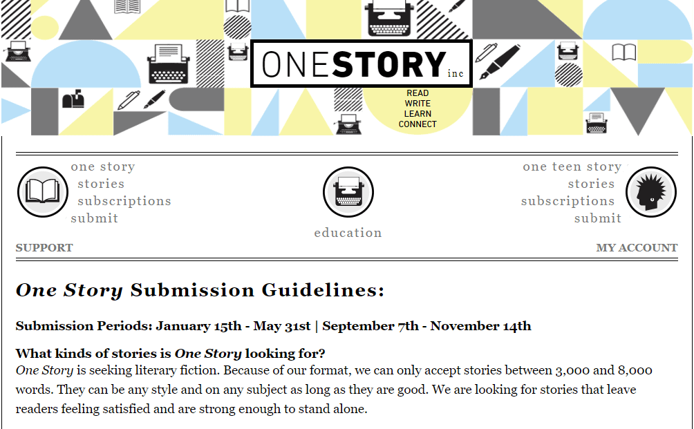 The guidelines page of OneStory where you can Get Paid To Write