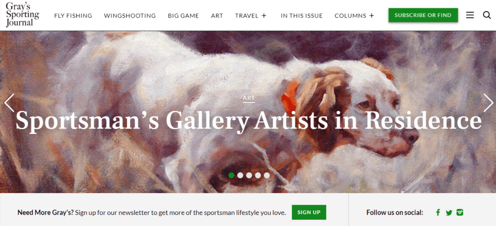 The homepage of Gray’s Sporting Journal where you can Get Paid To Write