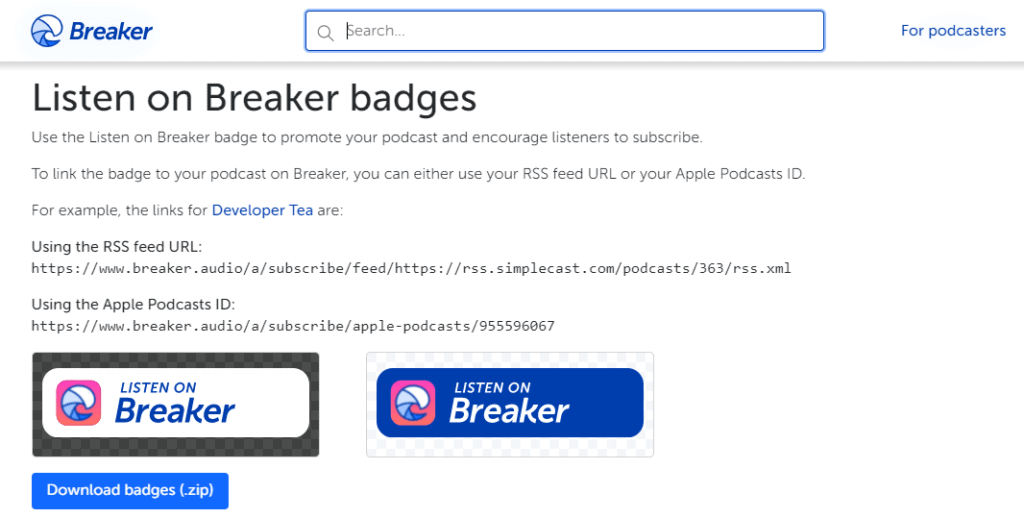 Podcast Badges Official Download Links