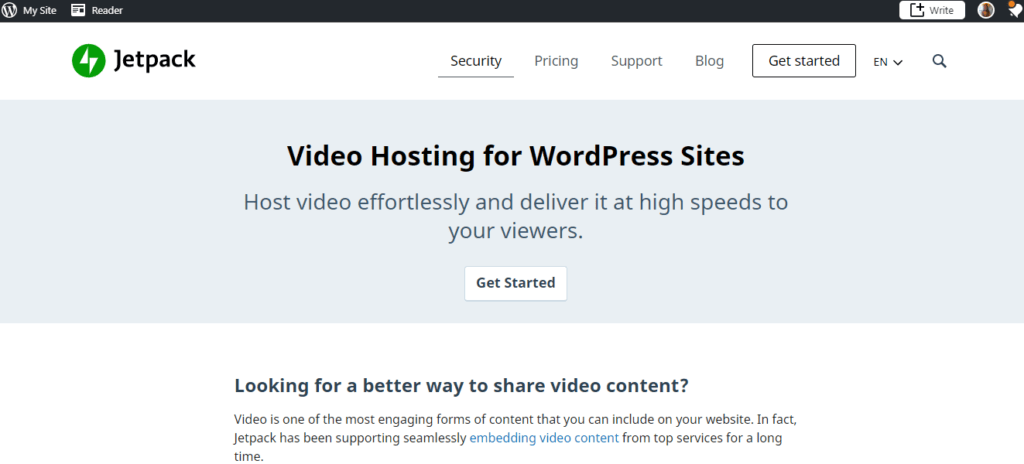 Jetpack Video(WordPress hosting)