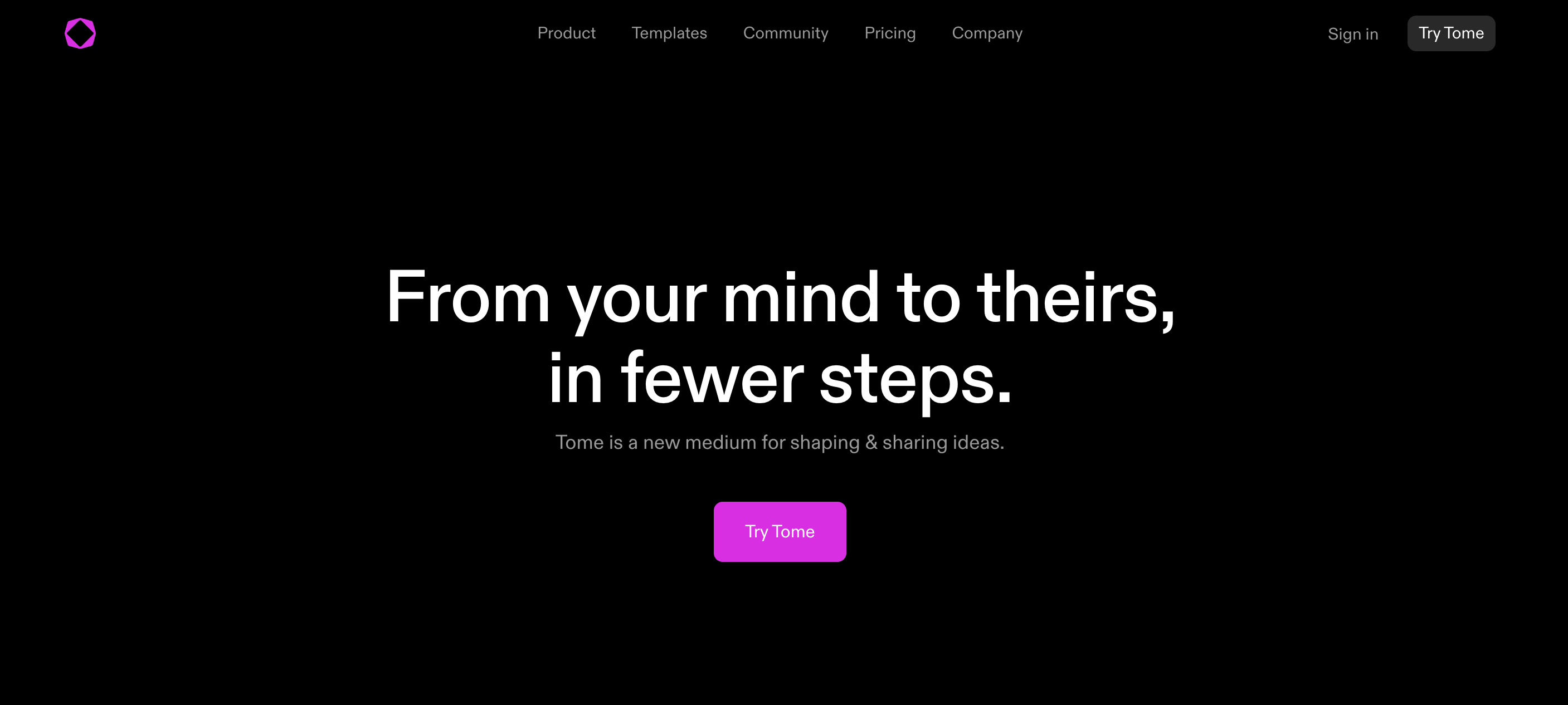 Tome AI homepage