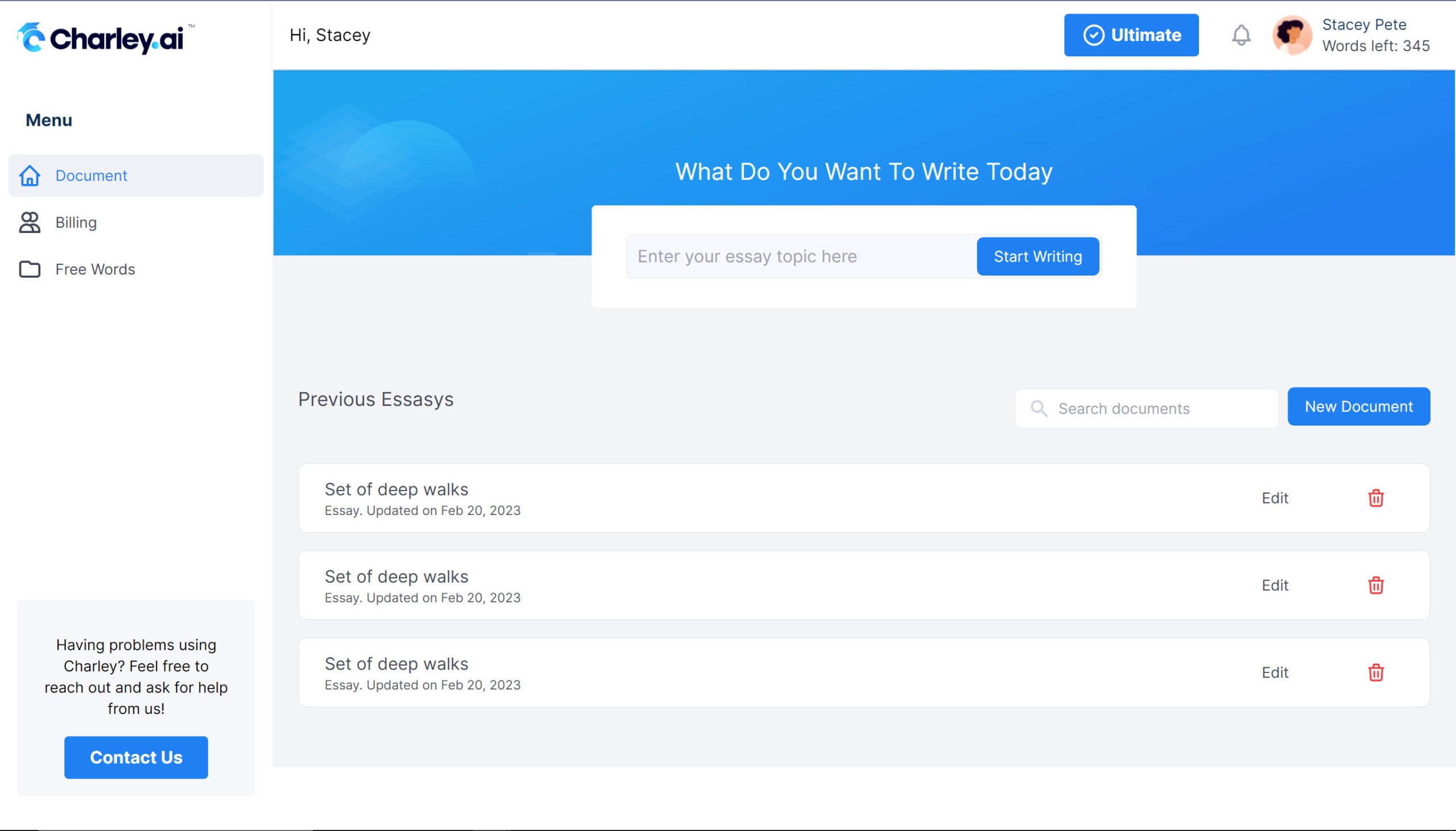 charley ai software interface