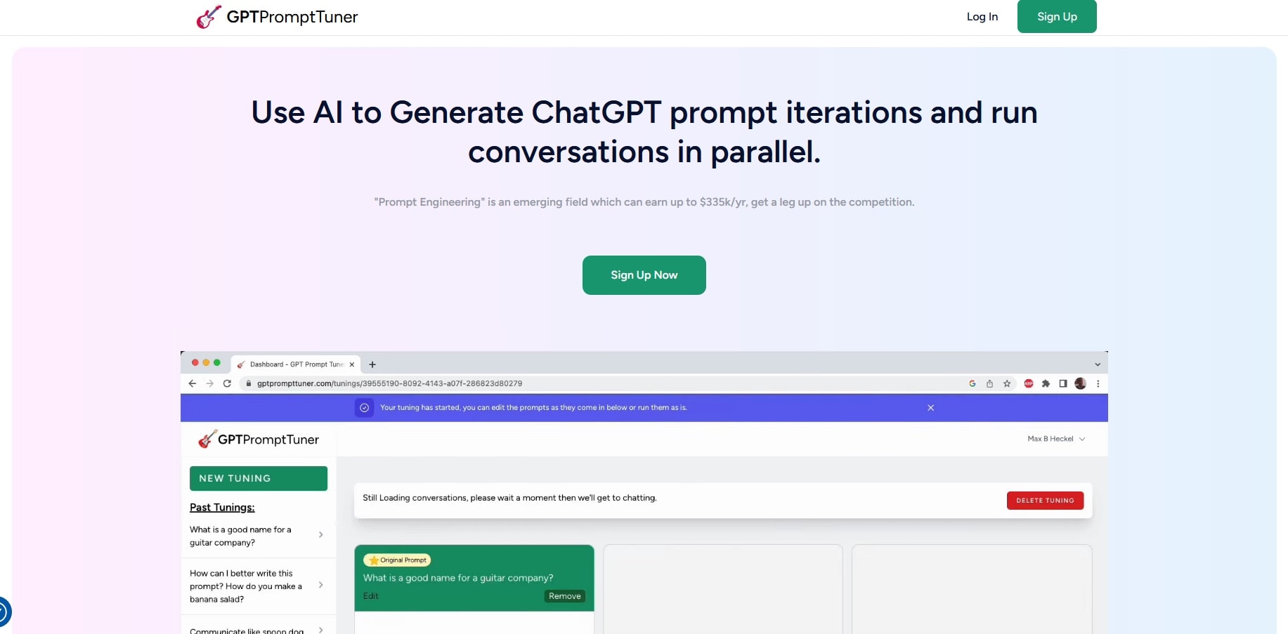 Screengrab of GPTPromptTuner