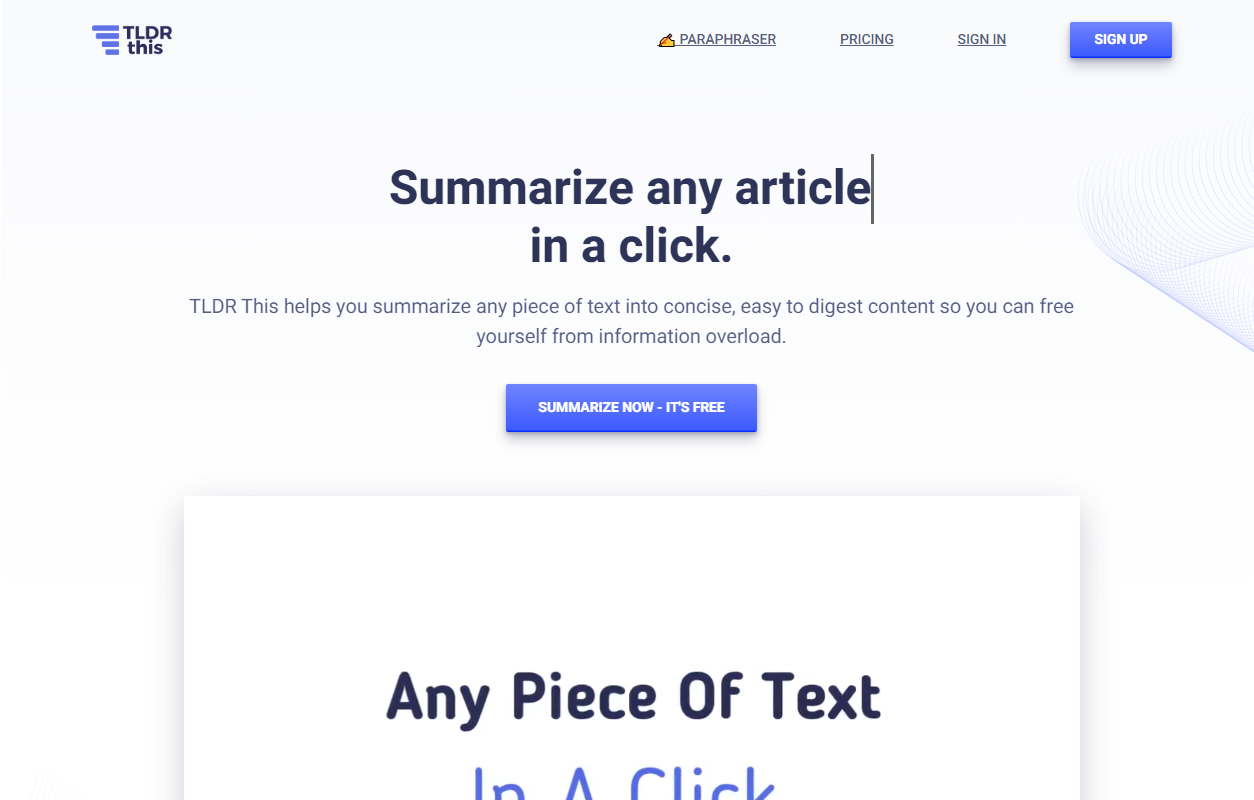 TLDR This: Text summarization tool
