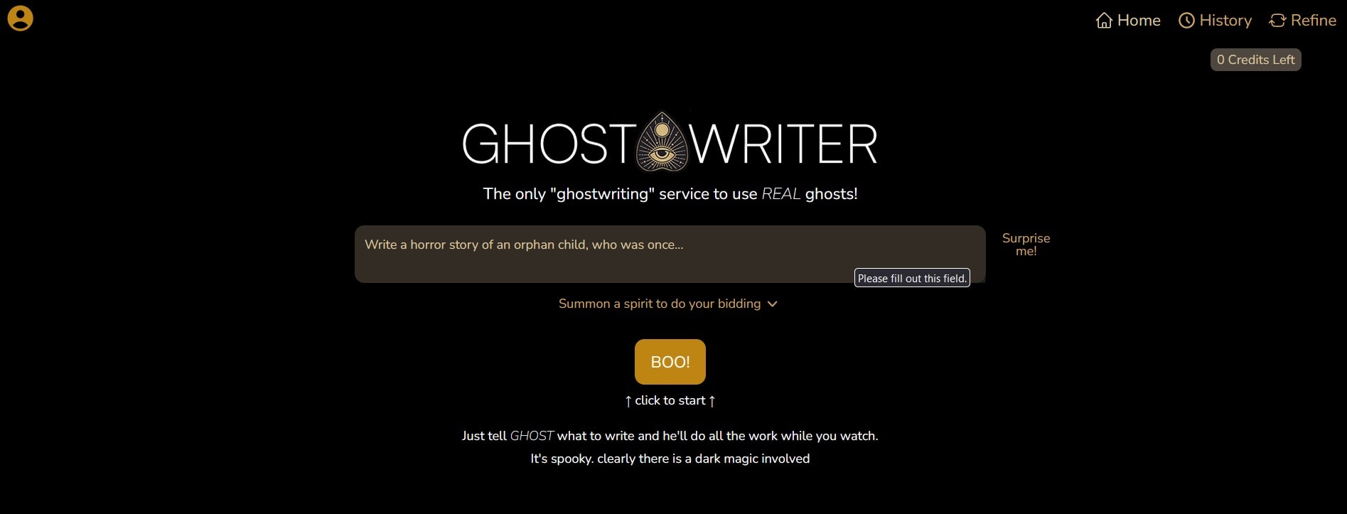Screengrab of GhostTheWriter